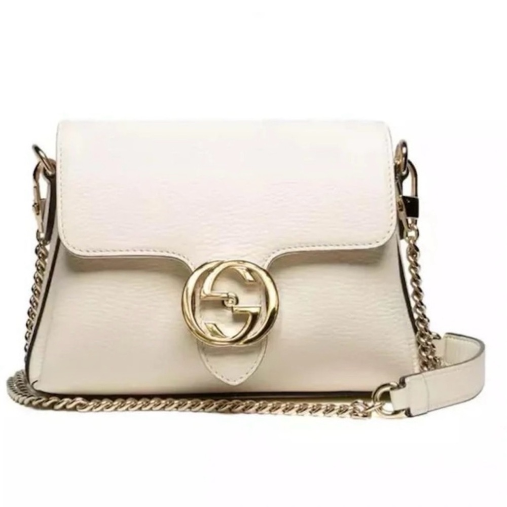 Gucci Cream Leather Crossbody with Gold Chain
